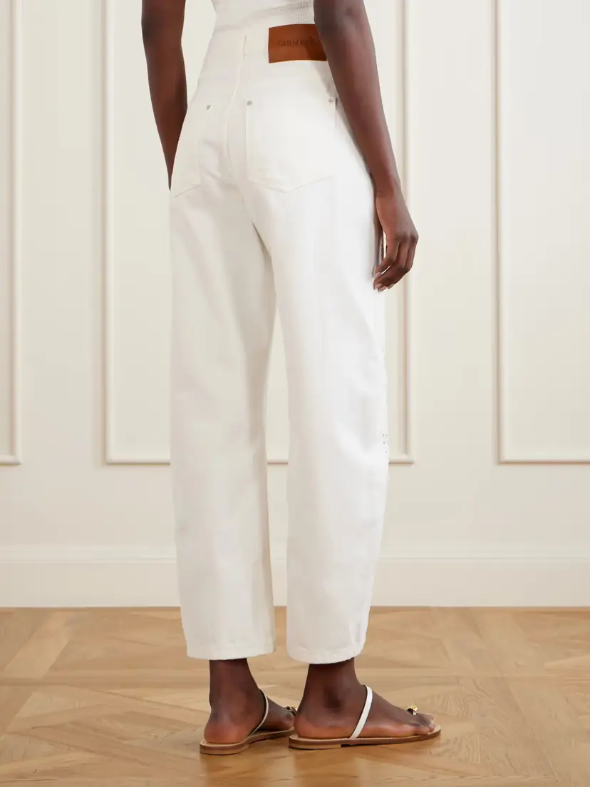 Farm Rio Richelieu Broderie Anglaise-trimmed Mid-rise Straight-leg Jeans | Thumbnail 4