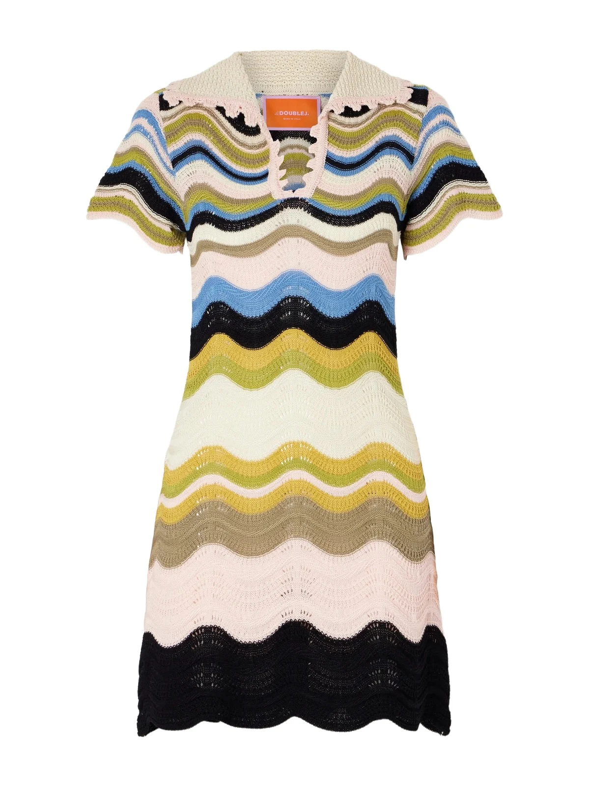 La DoubleJ Scalloped Crochet-knit Cotton Mini Dress