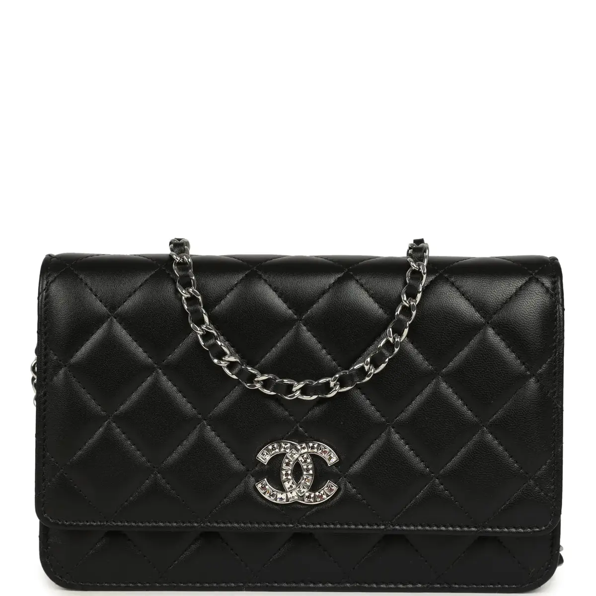 Chanel Chanel Wallet On Chain WOC Black Lamsbkin Silver Hardware | Image 1 Chanel Chanel Wallet On Chain WOC Black Lamsbkin Silver Hardware | Image 1