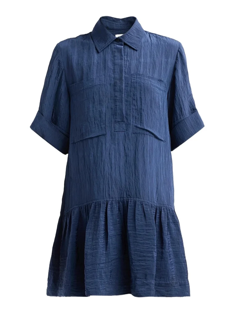 Women's Cris Crinkled Drop-Waist Mini Shirtdress Women's Cris Crinkled Drop-Waist Mini Shirtdress