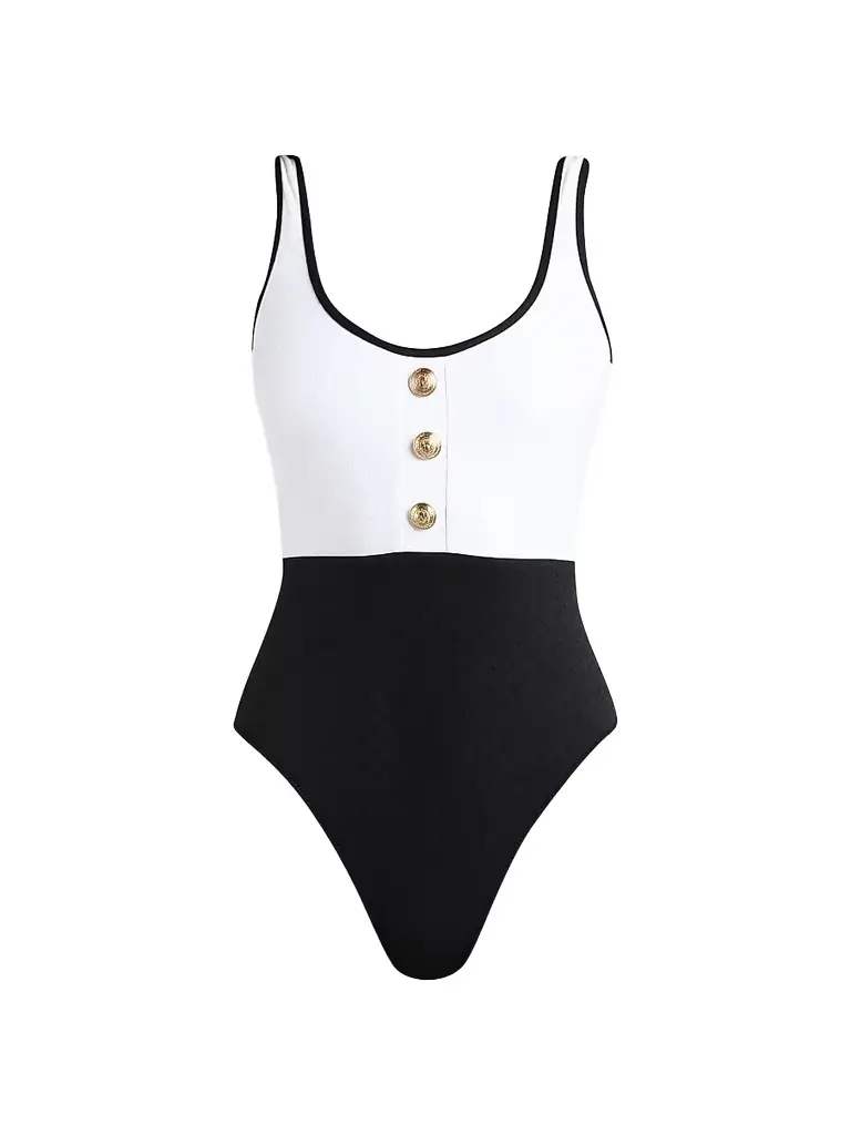 L'Agence Women's Fine Line Mila One-Piece Swimsuit - White | Image 1 L'Agence Women's Fine Line Mila One-Piece Swimsuit - White | Image 1