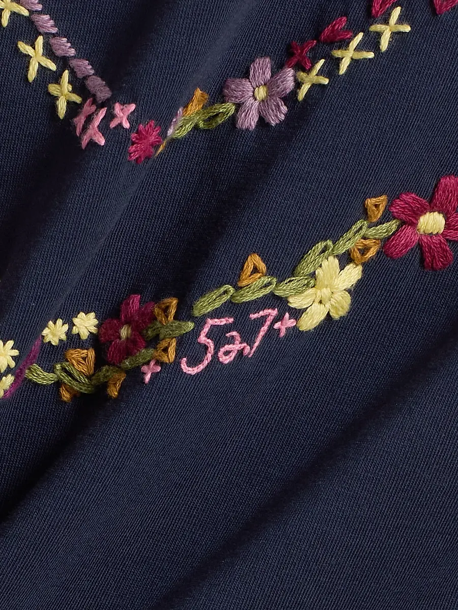 Cinq à Sept Women's Wildflower-Embroidered Cotton Shrunken T-Shirt | Thumbnail 7 Cinq à Sept Women's Wildflower-Embroidered Cotton Shrunken T-Shirt | Thumbnail 7