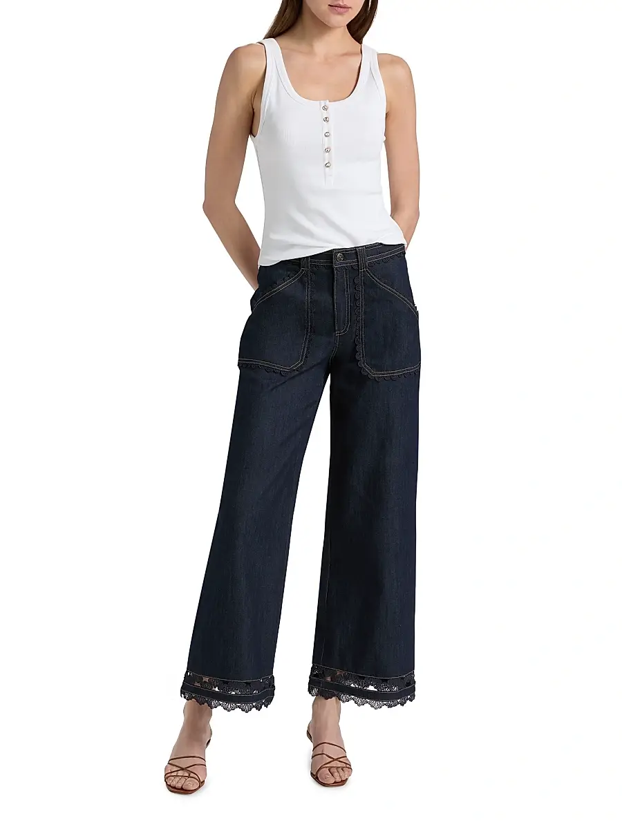 Cinq à Sept Women's Benji Guipure Lace Jeans | Thumbnail 2 Cinq à Sept Women's Benji Guipure Lace Jeans | Thumbnail 2