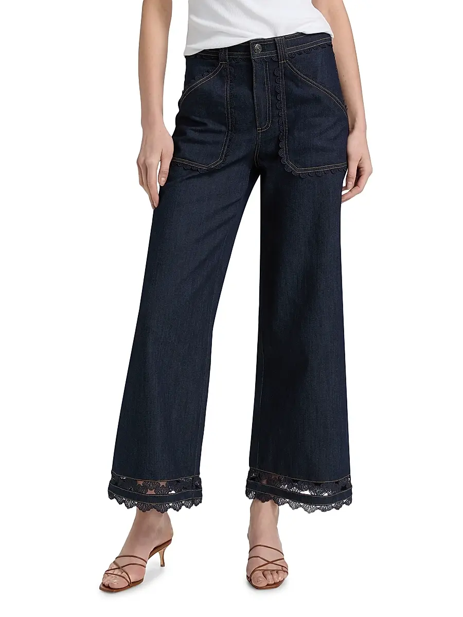 Cinq à Sept Women's Benji Guipure Lace Jeans | Thumbnail 3 Cinq à Sept Women's Benji Guipure Lace Jeans | Thumbnail 3