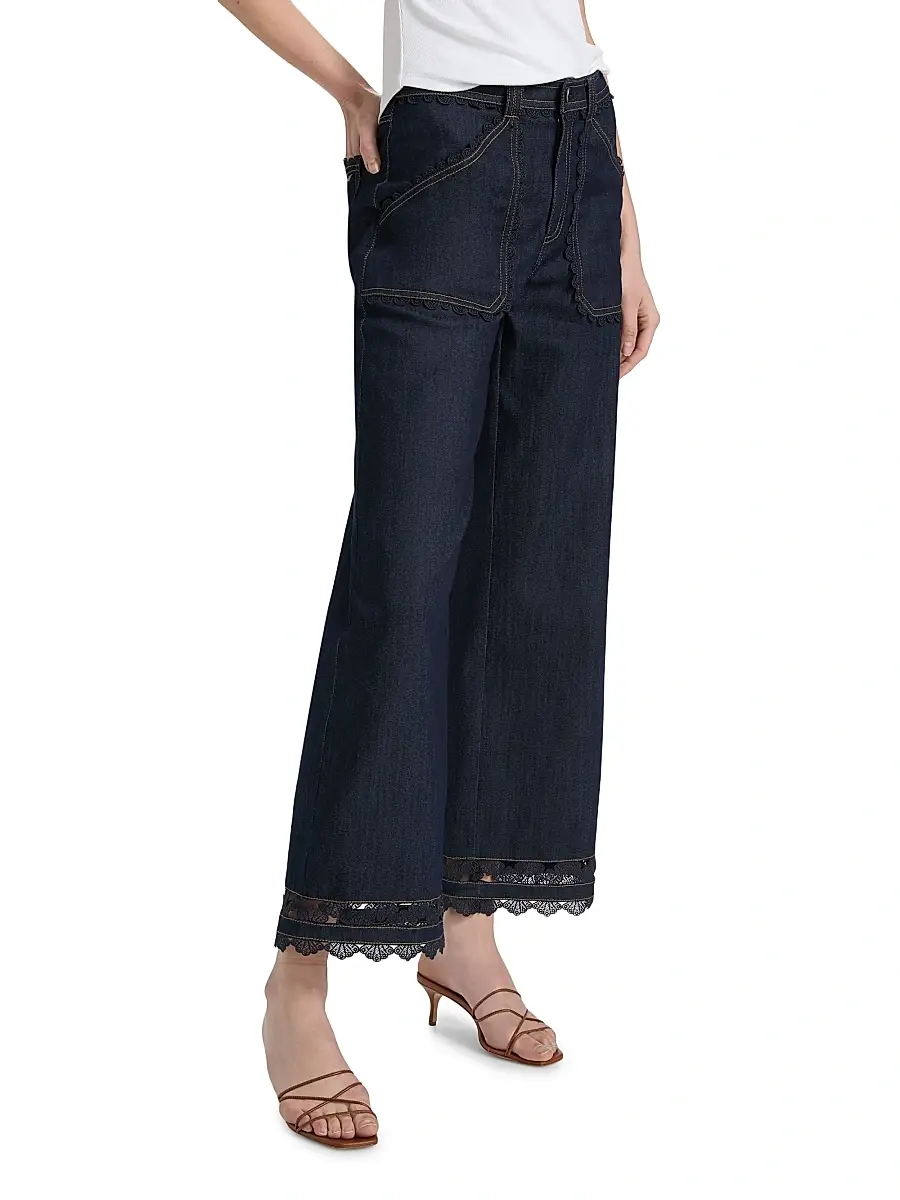 Cinq à Sept Women's Benji Guipure Lace Jeans | Thumbnail 4 Cinq à Sept Women's Benji Guipure Lace Jeans | Thumbnail 4