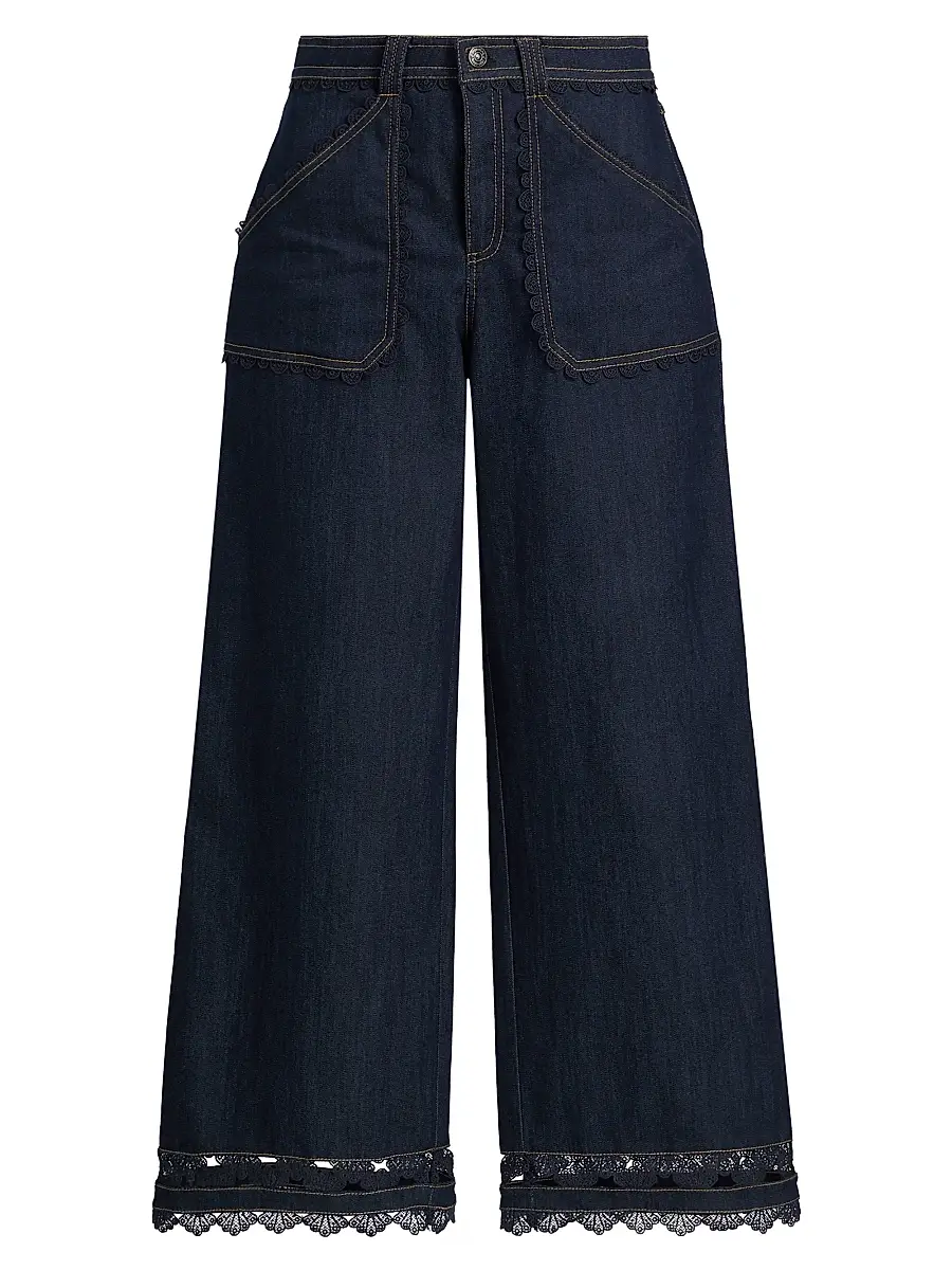 Cinq à Sept Women's Benji Guipure Lace Jeans - Indigo - Size 14 | Image 1 Cinq à Sept Women's Benji Guipure Lace Jeans - Indigo - Size 14 | Image 1