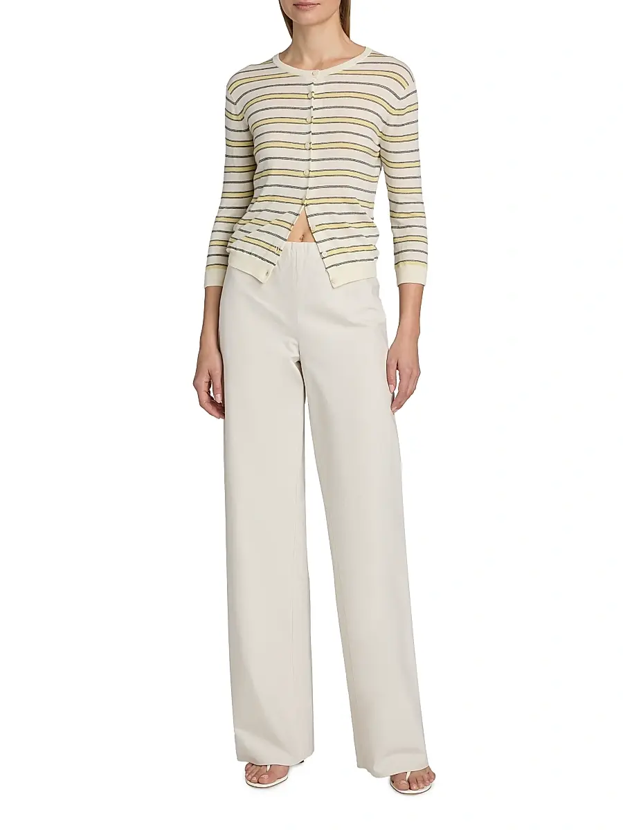 Vince Women's Striped Cotton-Cashmere Cardigan | Thumbnail 2 Vince Women's Striped Cotton-Cashmere Cardigan | Thumbnail 2