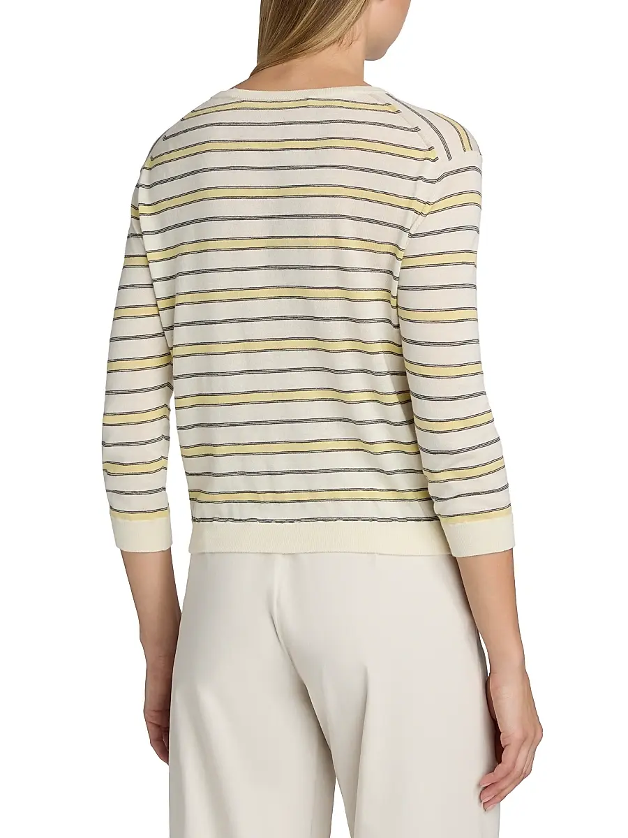 Vince Women's Striped Cotton-Cashmere Cardigan | Thumbnail 5 Vince Women's Striped Cotton-Cashmere Cardigan | Thumbnail 5