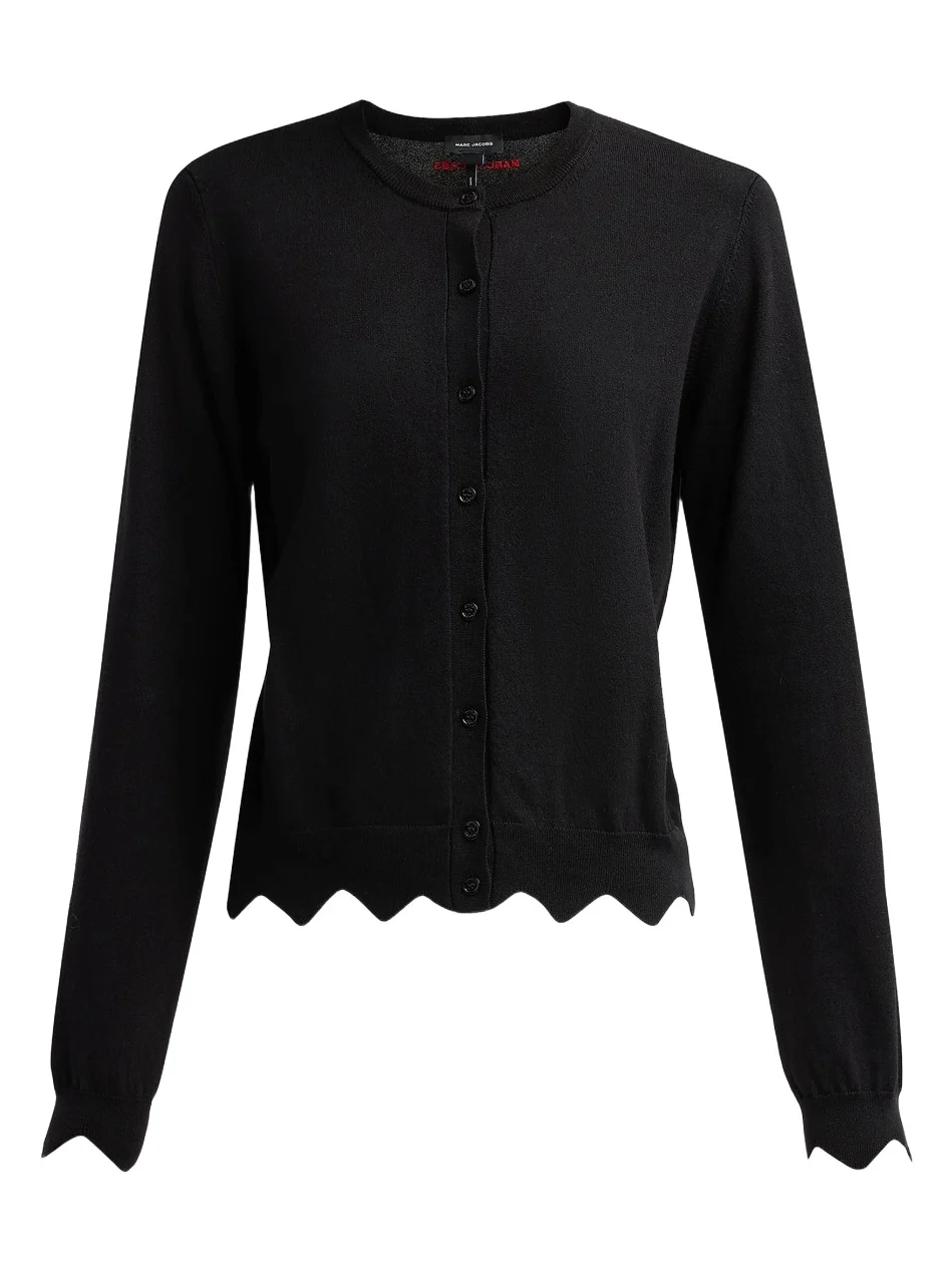 Women's Daisy Scalloped Merino Wool-Blend Cardigan Women's Daisy Scalloped Merino Wool-Blend Cardigan