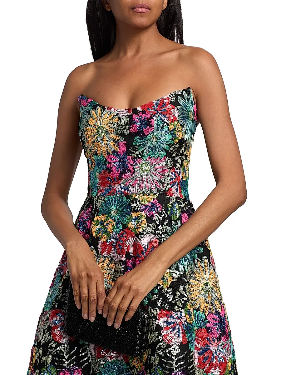 Teri Jon by Rickie Freeman Women's Floral Sequinned Embroidered Tulle Cocktail Dress | Thumbnail 6 Teri Jon by Rickie Freeman Women's Floral Sequinned Embroidered Tulle Cocktail Dress | Thumbnail 6