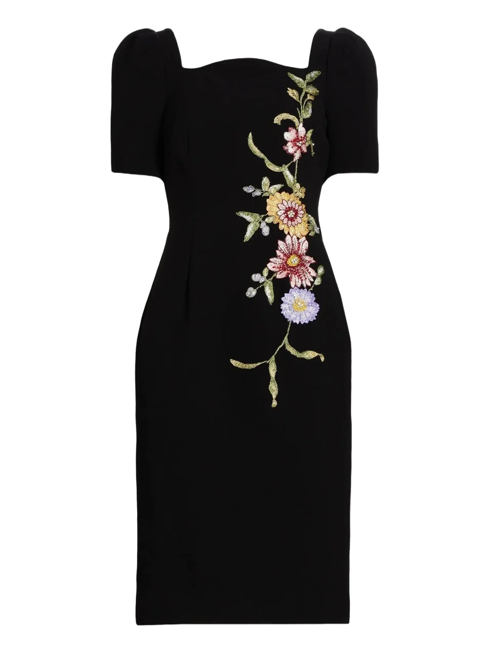 Women's Floral-Embroidered Crepe Cocktail Dress Women's Floral-Embroidered Crepe Cocktail Dress