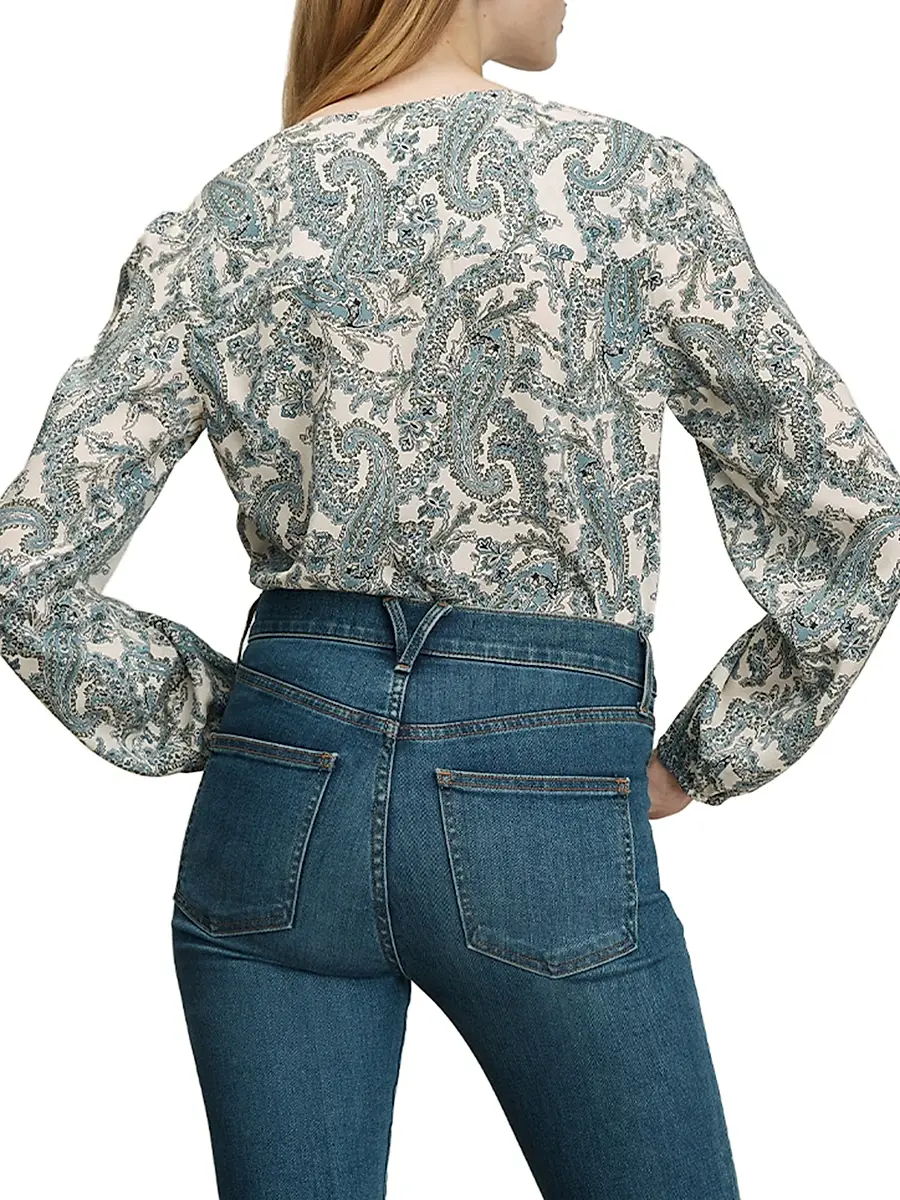 Veronica Beard Women's Farah Paisley V-Neck Blouse | Thumbnail 4 Veronica Beard Women's Farah Paisley V-Neck Blouse | Thumbnail 4