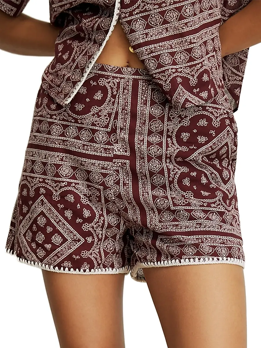 Veronica Beard Women's Tennison Printed Cotton-Blend Shorts | Thumbnail 2 Veronica Beard Women's Tennison Printed Cotton-Blend Shorts | Thumbnail 2
