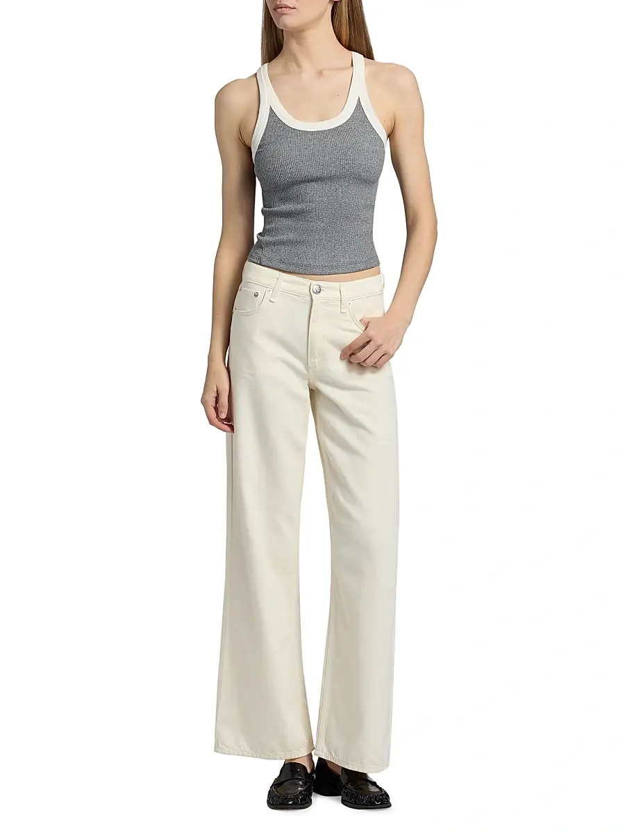 rag & bone Women's The Essential Rib-Knit Cotton-Blend Tank | Thumbnail 2