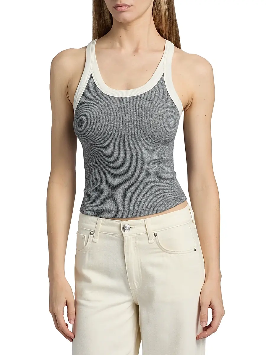 rag & bone Women's The Essential Rib-Knit Cotton-Blend Tank | Thumbnail 3