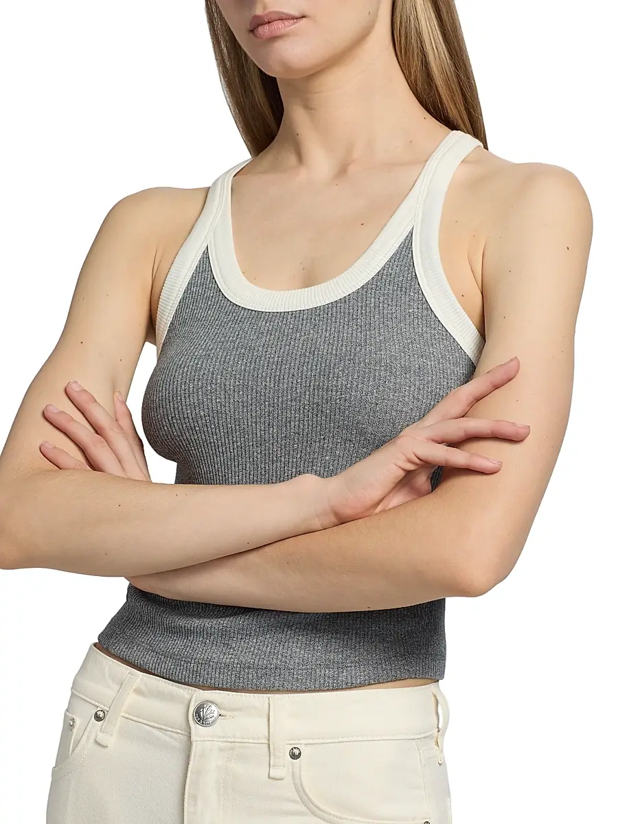 rag & bone Women's The Essential Rib-Knit Cotton-Blend Tank | Thumbnail 6