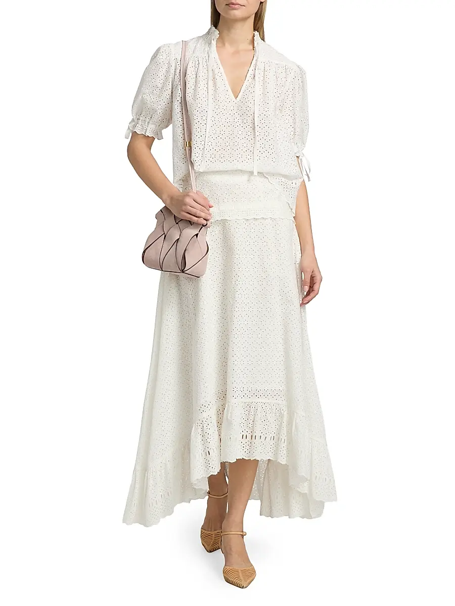 Ulla Johnson Women's Violetta High-Low Cotton A-Line Midi-Skirt | Thumbnail 2 Ulla Johnson Women's Violetta High-Low Cotton A-Line Midi-Skirt | Thumbnail 2