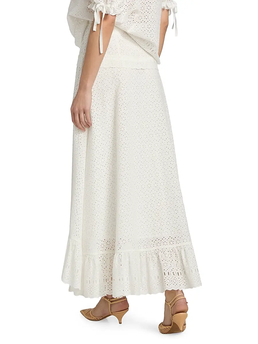 Ulla Johnson Women's Violetta High-Low Cotton A-Line Midi-Skirt | Thumbnail 5 Ulla Johnson Women's Violetta High-Low Cotton A-Line Midi-Skirt | Thumbnail 5
