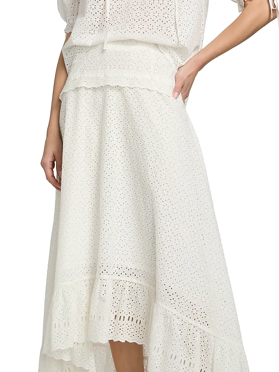 Ulla Johnson Women's Violetta High-Low Cotton A-Line Midi-Skirt | Thumbnail 6 Ulla Johnson Women's Violetta High-Low Cotton A-Line Midi-Skirt | Thumbnail 6
