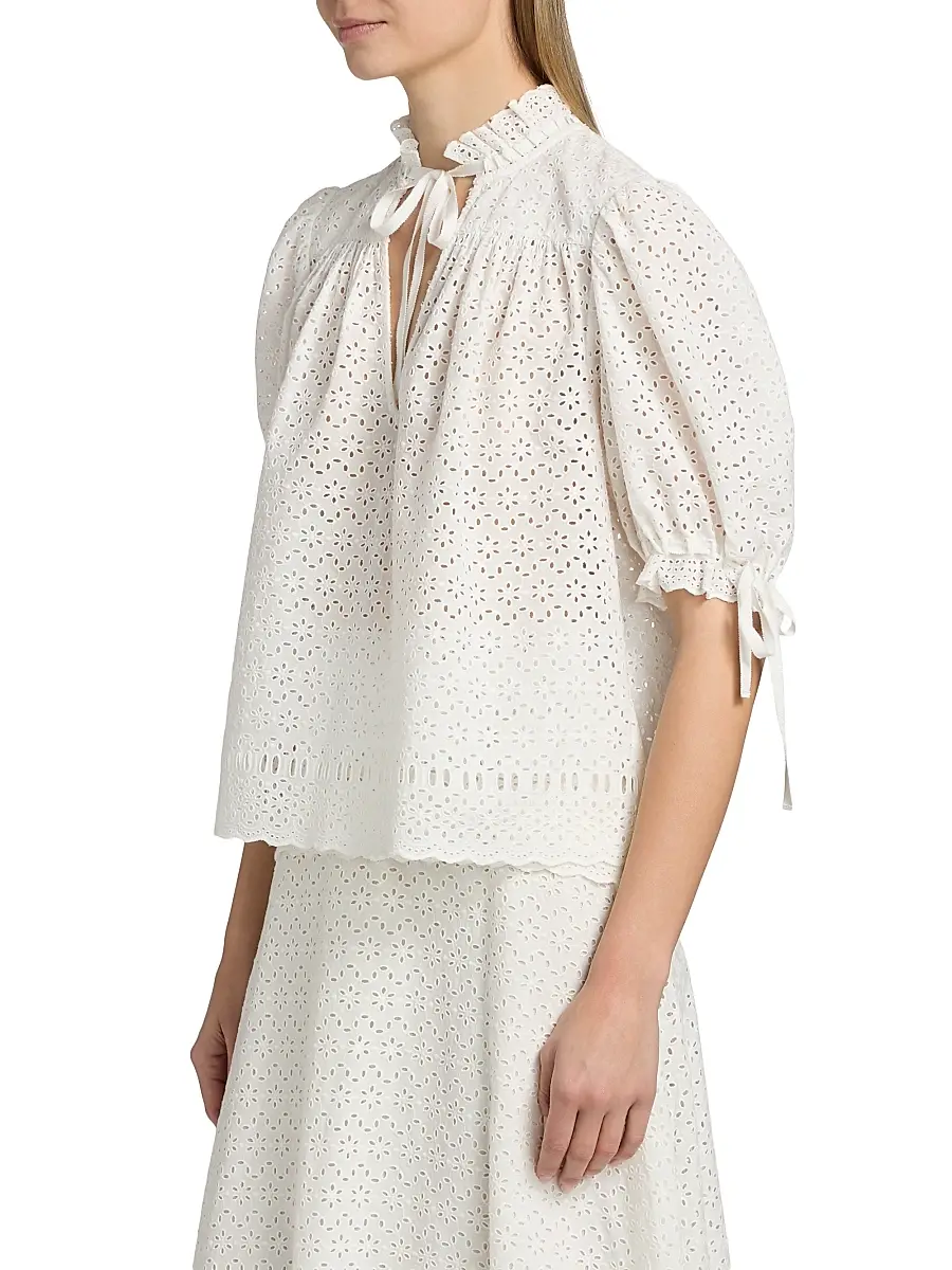 Ulla Johnson Women's Aloutte Eyelet Cotton Top | Thumbnail 4 Ulla Johnson Women's Aloutte Eyelet Cotton Top | Thumbnail 4