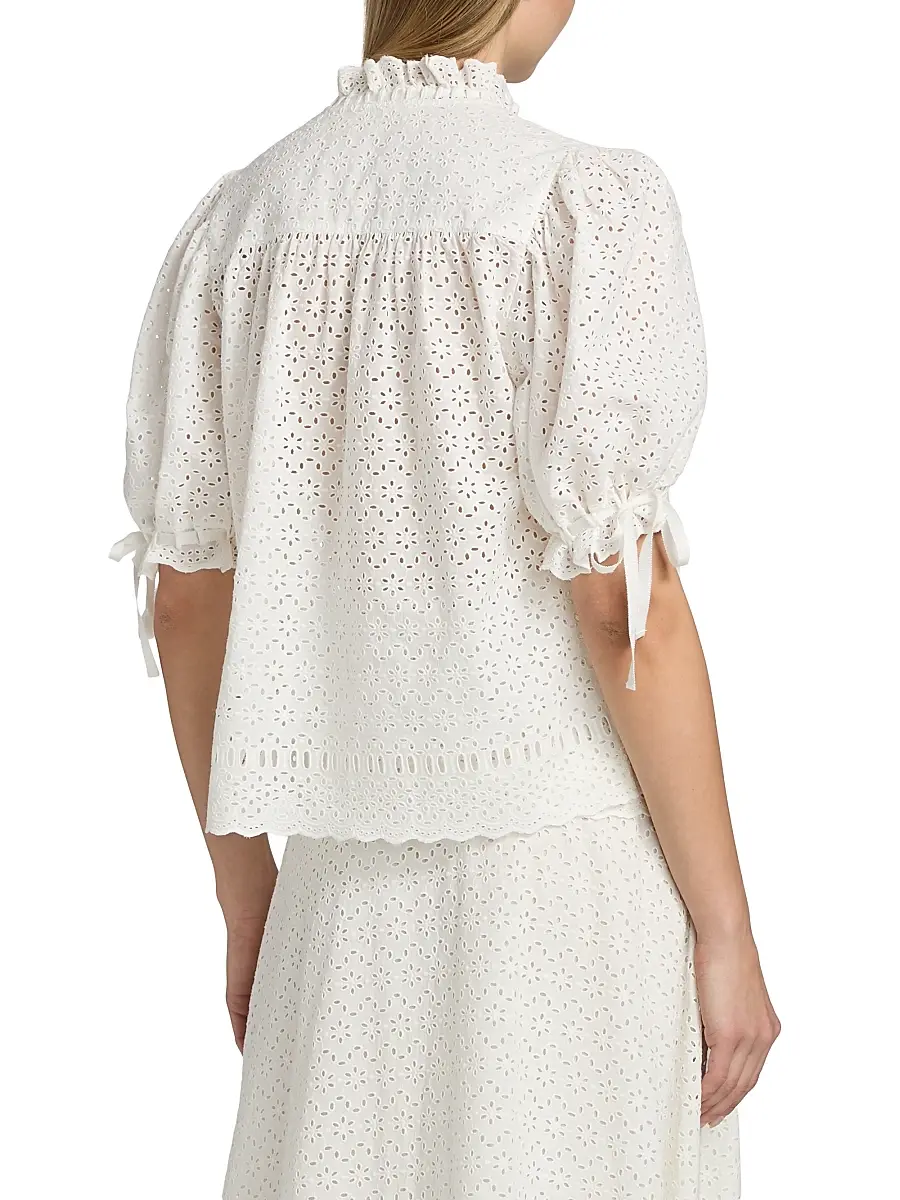 Ulla Johnson Women's Aloutte Eyelet Cotton Top | Thumbnail 5 Ulla Johnson Women's Aloutte Eyelet Cotton Top | Thumbnail 5
