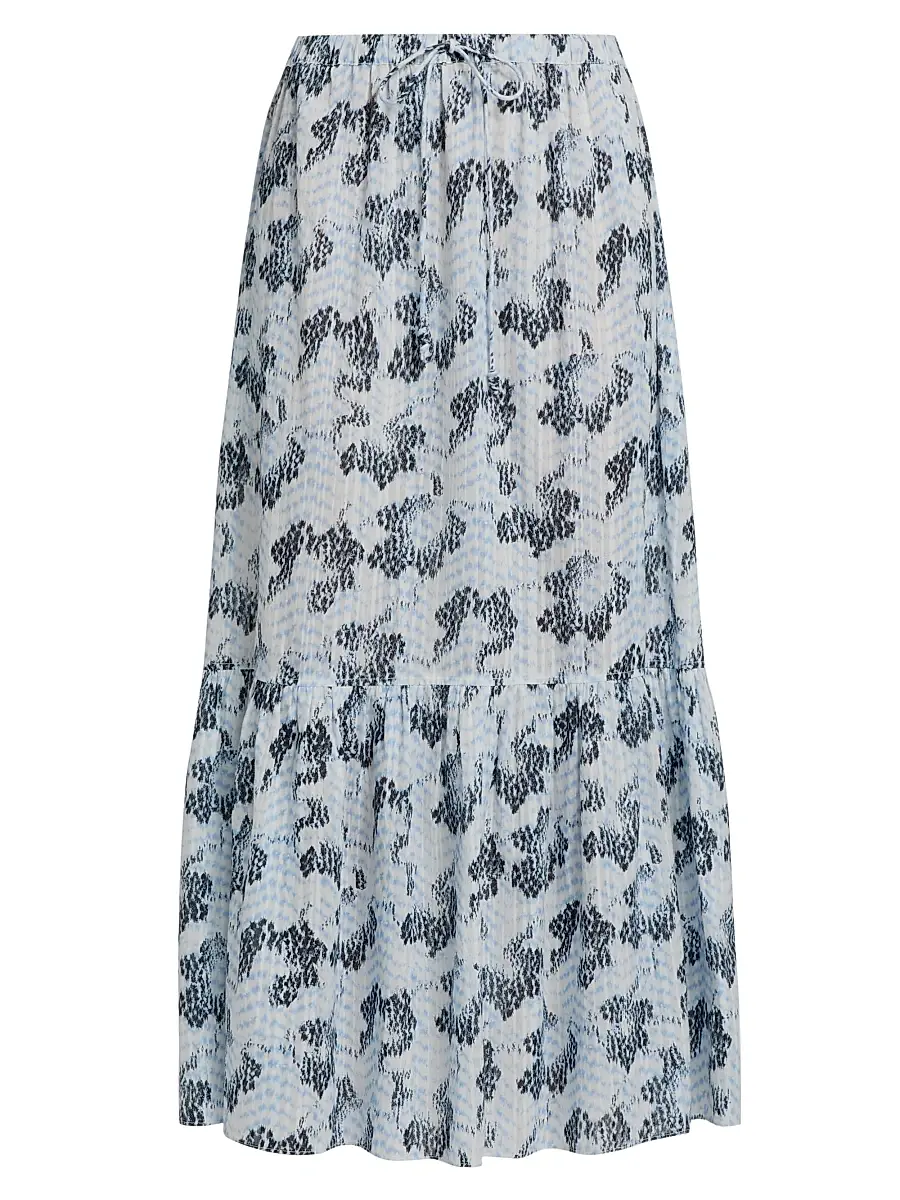 Ulla Johnson Women's Olina Printed Cotton A-Line Maxi Skirt - Ciel | Image 1 Ulla Johnson Women's Olina Printed Cotton A-Line Maxi Skirt - Ciel | Image 1
