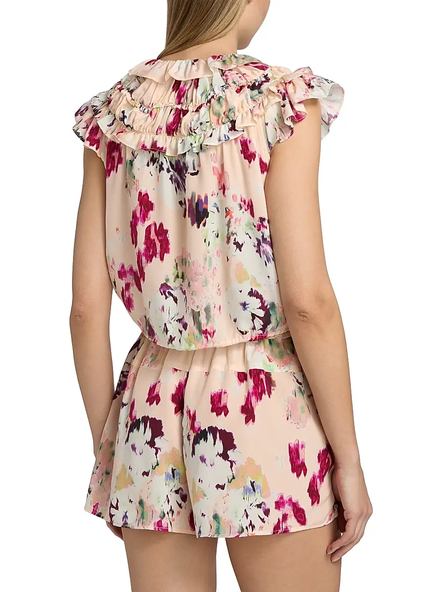 Ulla Johnson Women's Eleonore Ruffled Floral Silk Tieneck Top | Thumbnail 5 Ulla Johnson Women's Eleonore Ruffled Floral Silk Tieneck Top | Thumbnail 5