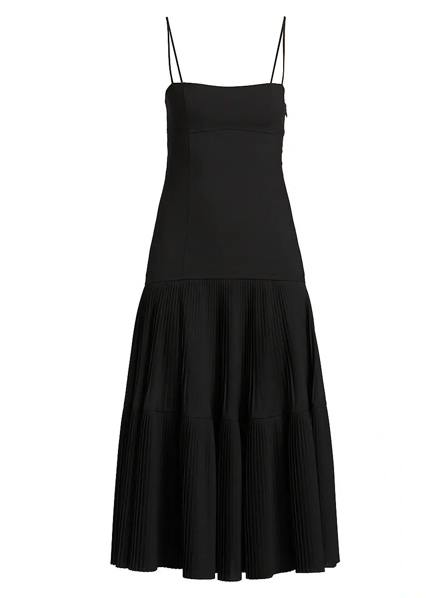 Ulla Johnson Women's Matilda Pleated Wool-Blend Midi-Dress - Noir | Image 1 Ulla Johnson Women's Matilda Pleated Wool-Blend Midi-Dress - Noir | Image 1