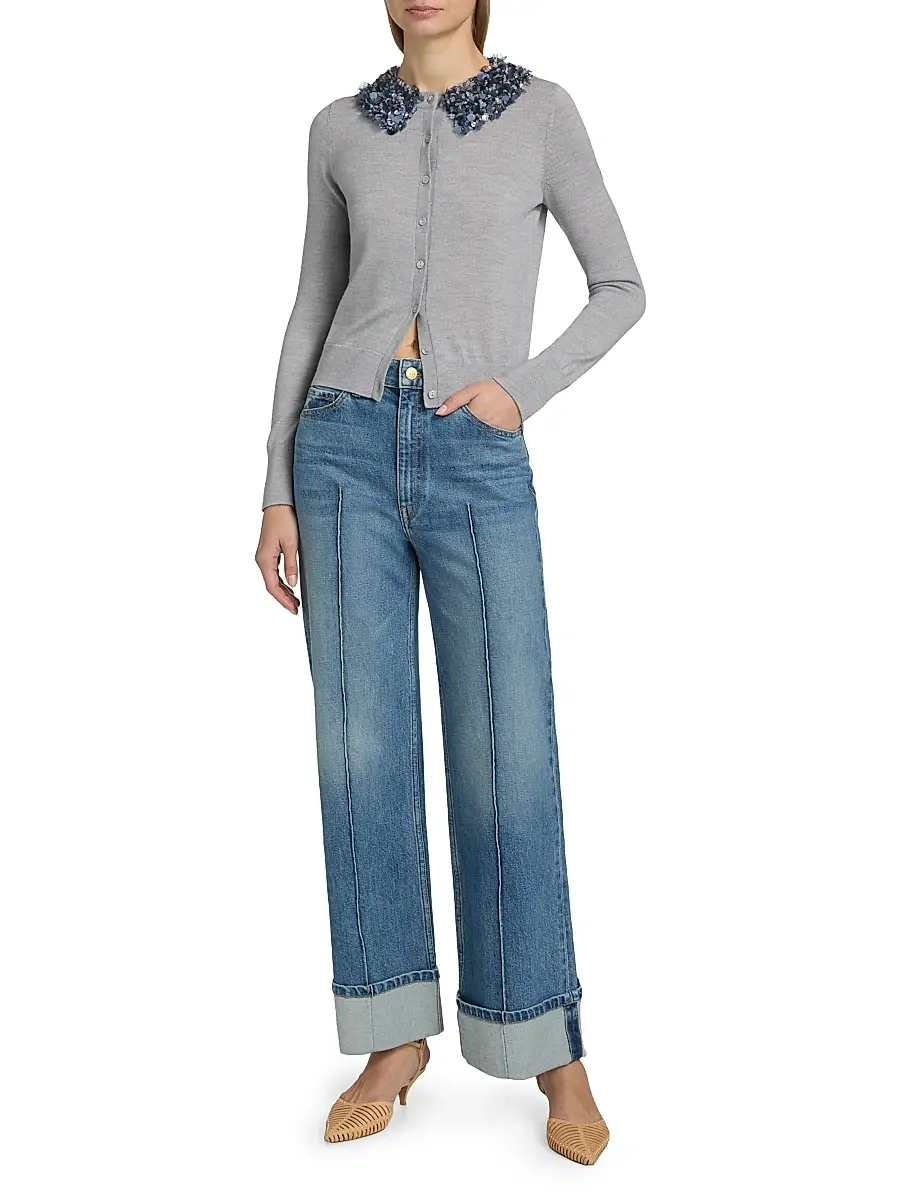 Ulla Johnson Women's Anna Embellished-Collar Merino Wool Cardigan | Thumbnail 2