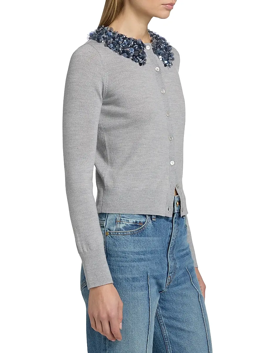 Ulla Johnson Women's Anna Embellished-Collar Merino Wool Cardigan | Thumbnail 4