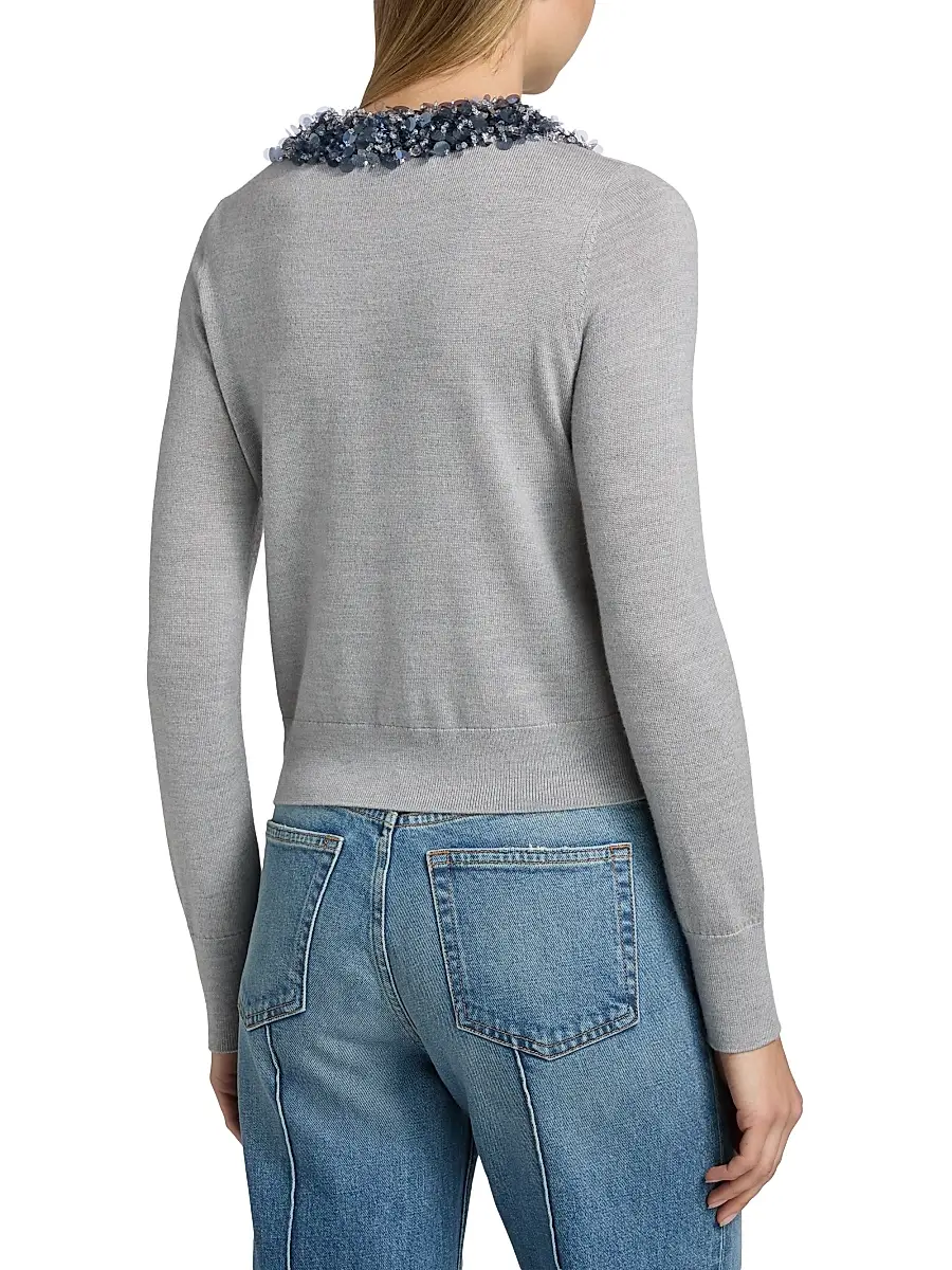 Ulla Johnson Women's Anna Embellished-Collar Merino Wool Cardigan | Thumbnail 5