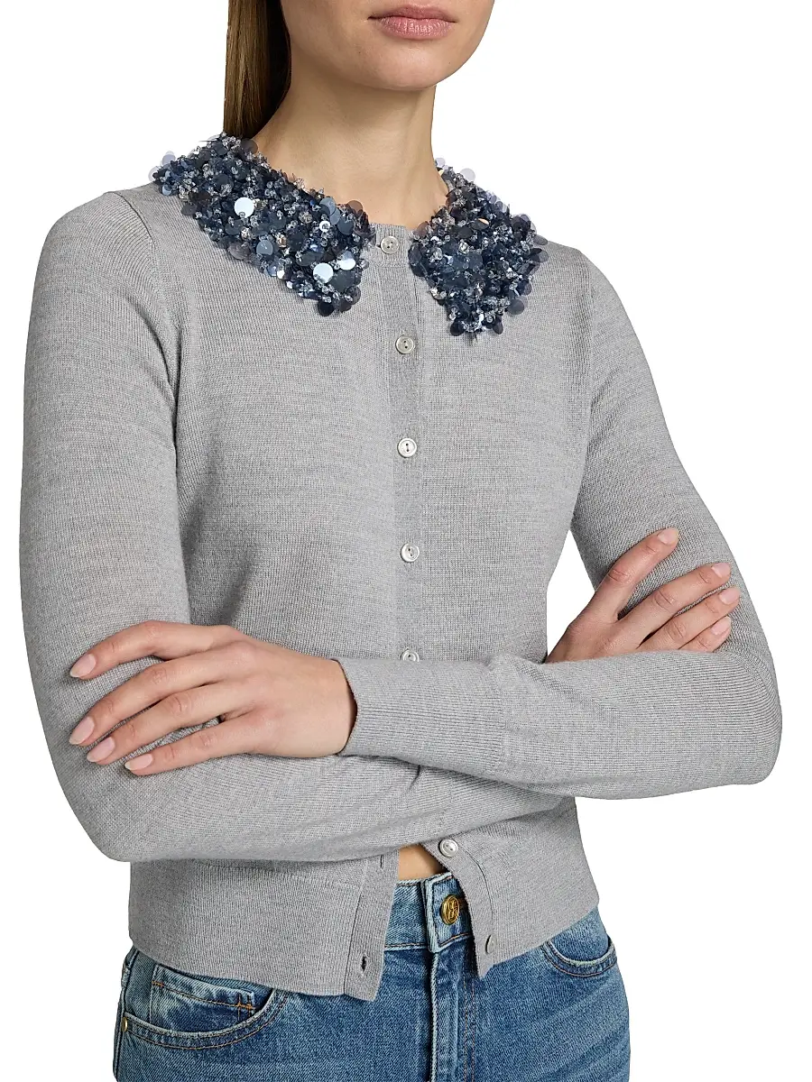 Ulla Johnson Women's Anna Embellished-Collar Merino Wool Cardigan | Thumbnail 6