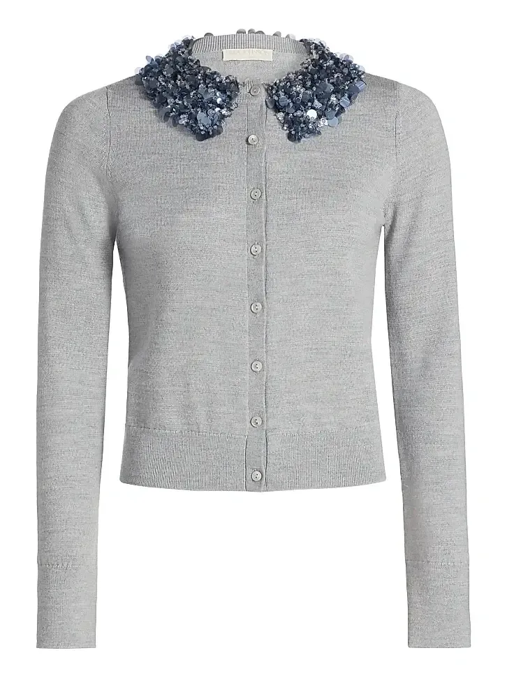 Women's Anna Embellished-Collar Merino Wool Cardigan