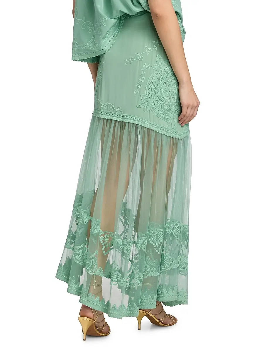 Ulla Johnson Women's Elspeth Floral-Embroidered Sheer Silk Midi-Skirt | Thumbnail 5 Ulla Johnson Women's Elspeth Floral-Embroidered Sheer Silk Midi-Skirt | Thumbnail 5