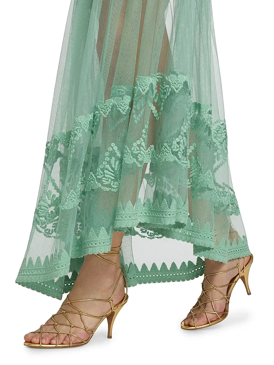 Ulla Johnson Women's Elspeth Floral-Embroidered Sheer Silk Midi-Skirt | Thumbnail 6 Ulla Johnson Women's Elspeth Floral-Embroidered Sheer Silk Midi-Skirt | Thumbnail 6