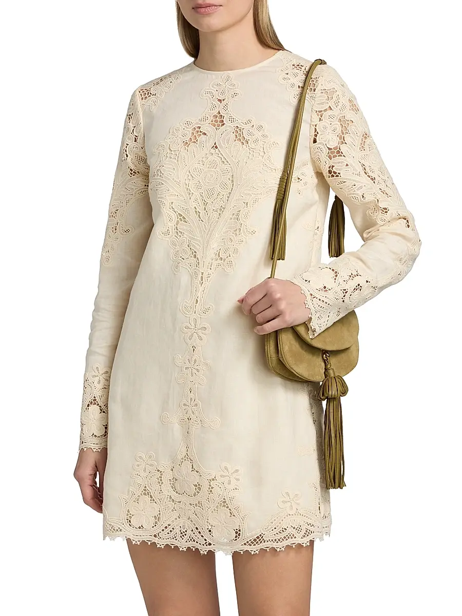 Ulla Johnson Women's Camie Floral Lace Linen Minidress | Thumbnail 3 Ulla Johnson Women's Camie Floral Lace Linen Minidress | Thumbnail 3