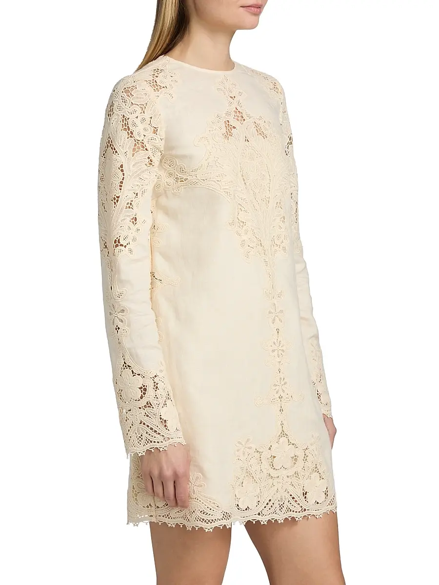 Ulla Johnson Women's Camie Floral Lace Linen Minidress | Thumbnail 4 Ulla Johnson Women's Camie Floral Lace Linen Minidress | Thumbnail 4