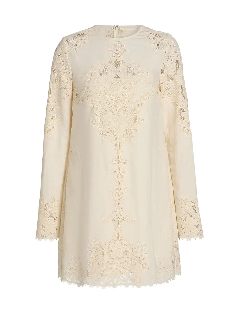 Ulla Johnson Women's Camie Floral Lace Linen Minidress - Ivory - Size 12 | Image 1 Ulla Johnson Women's Camie Floral Lace Linen Minidress - Ivory - Size 12 | Image 1