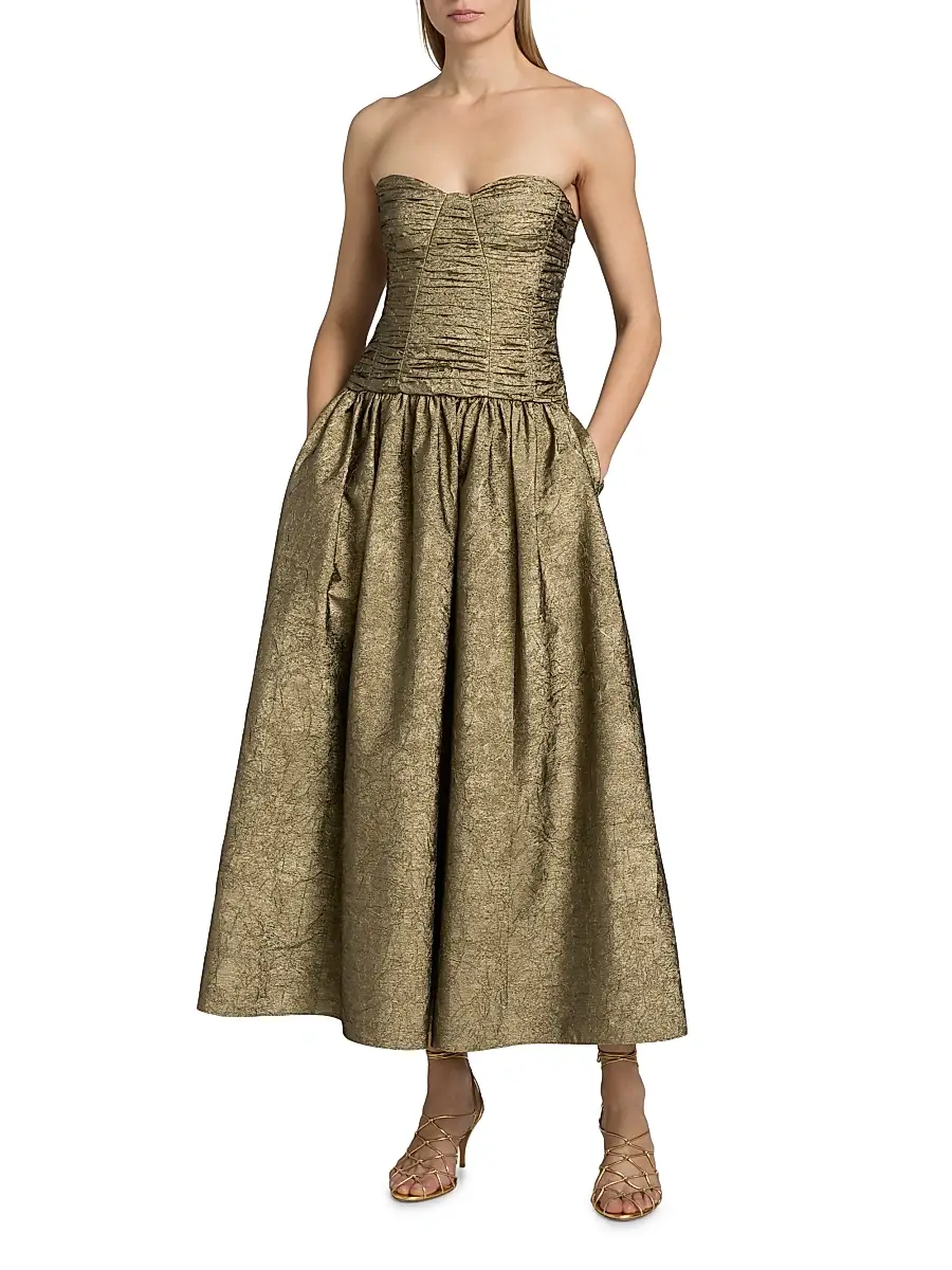 Ulla Johnson Women's Lumina Ruched Strapless Dress | Thumbnail 3