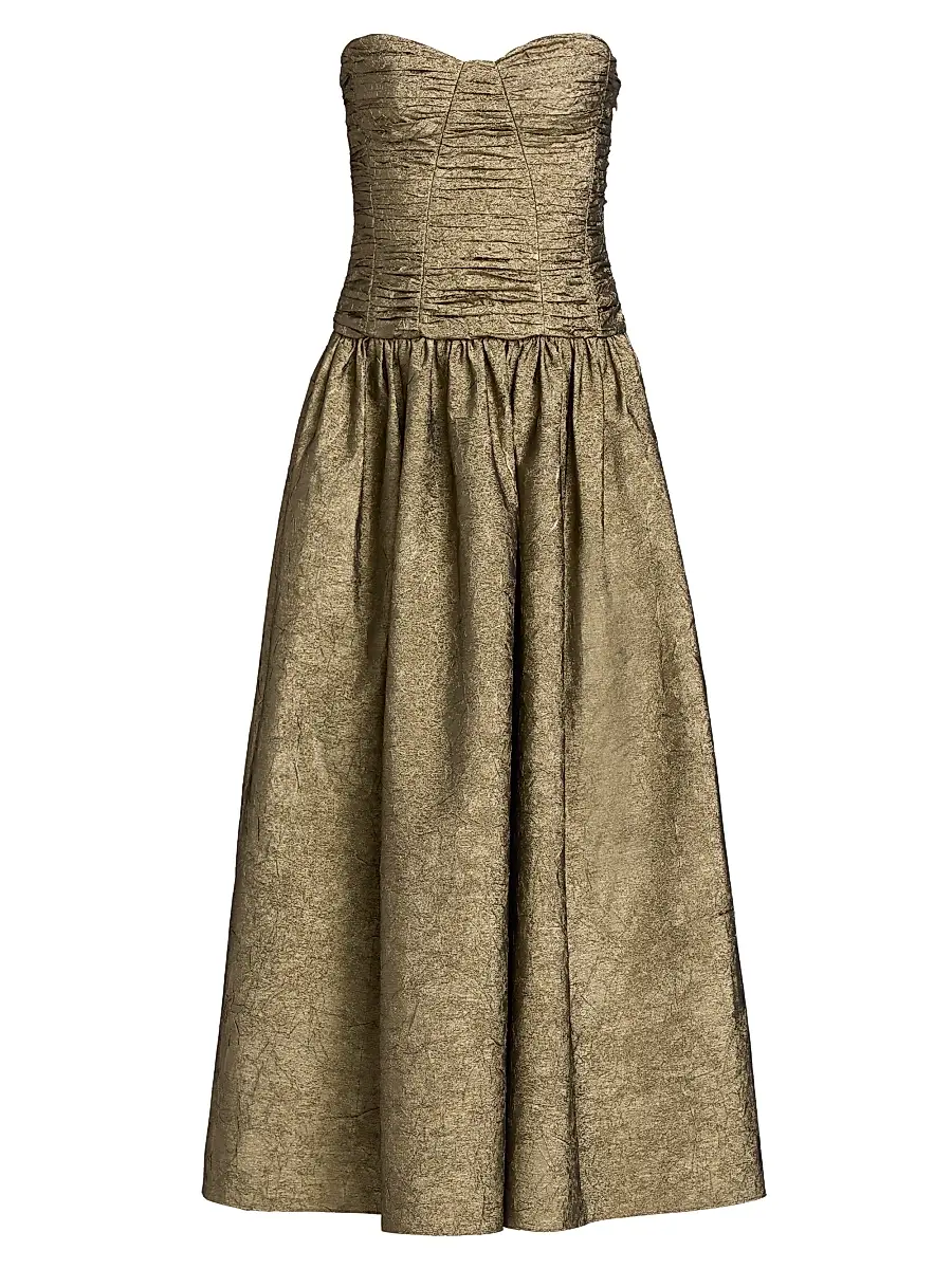 Ulla Johnson Women's Lumina Ruched Strapless Dress - Light Gold - Size 12 | Image 1 Ulla Johnson Women's Lumina Ruched Strapless Dress - Light Gold - Size 12 | Image 1