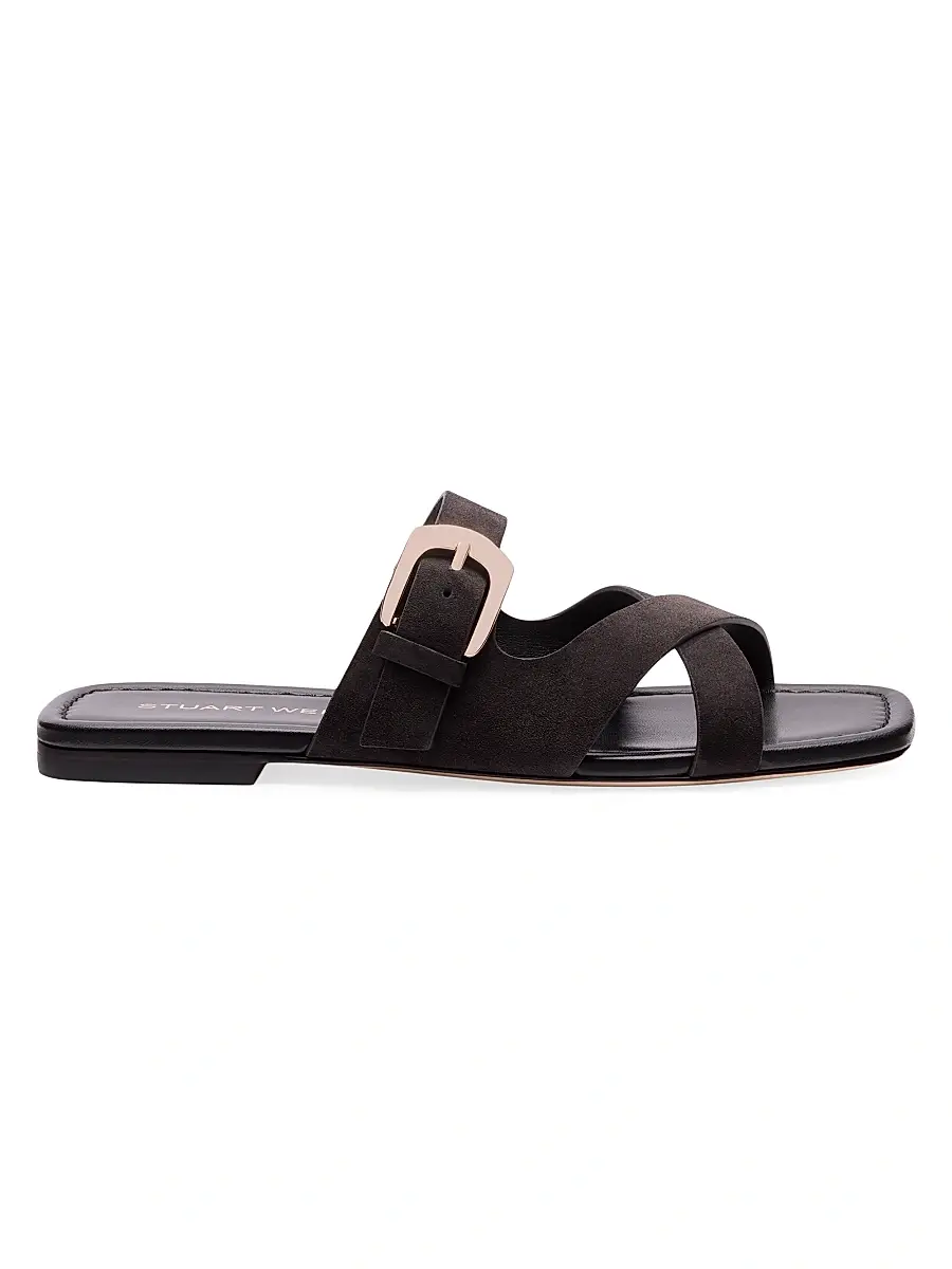 Stuart Weitzman Women's Sai Suede Slide Sandals - Shadow | Image 1 Stuart Weitzman Women's Sai Suede Slide Sandals - Shadow | Image 1