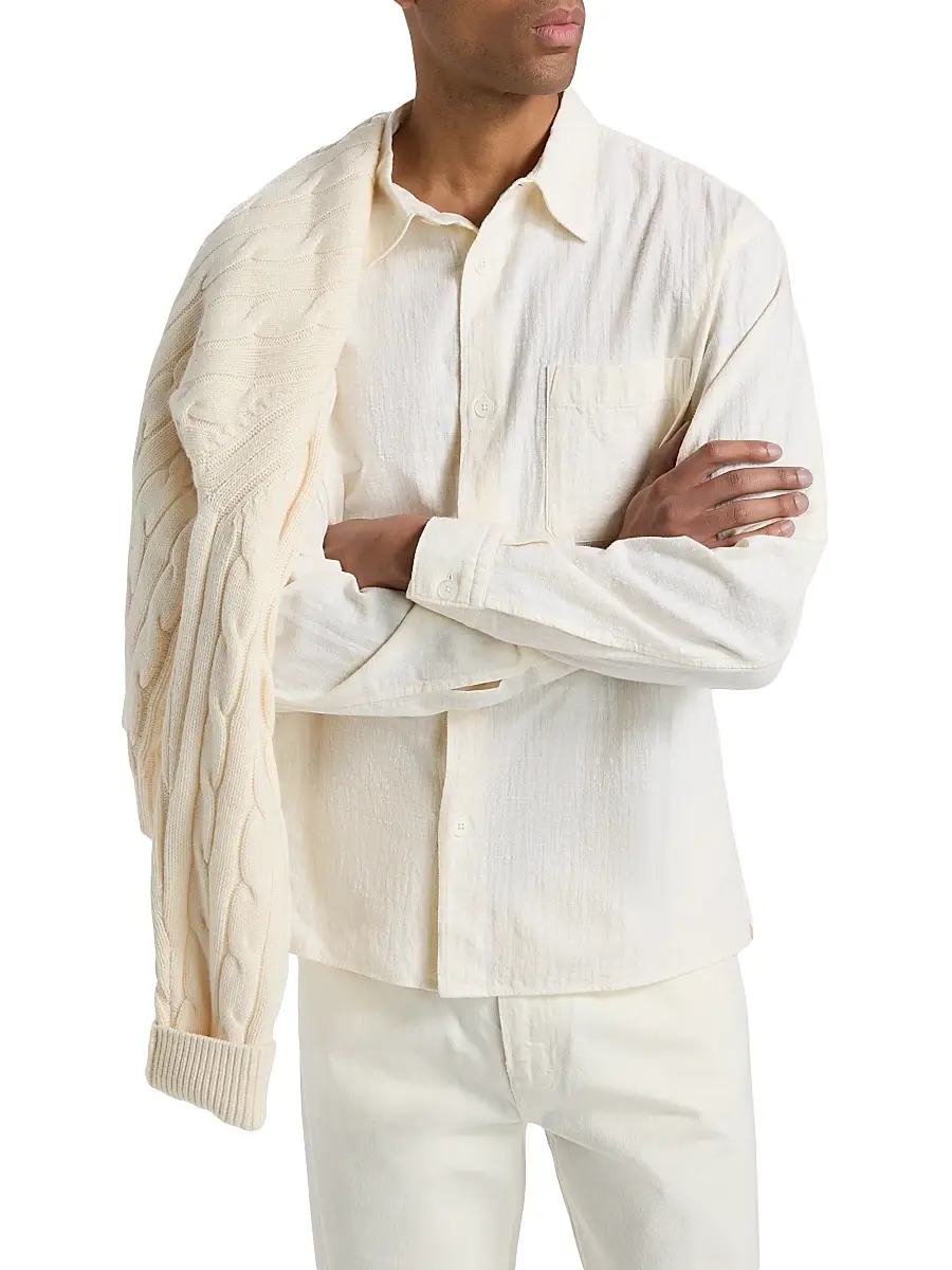 Frame Men's Textured Cotton Shirt | Thumbnail 3 Frame Men's Textured Cotton Shirt | Thumbnail 3