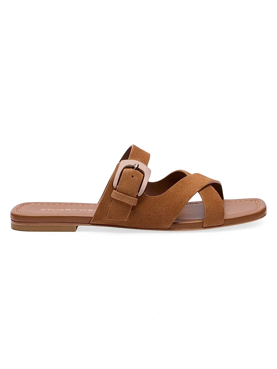 Stuart Weitzman Women's Sai Suede Slide Sandals - Doe | Image 1 Stuart Weitzman Women's Sai Suede Slide Sandals - Doe | Image 1