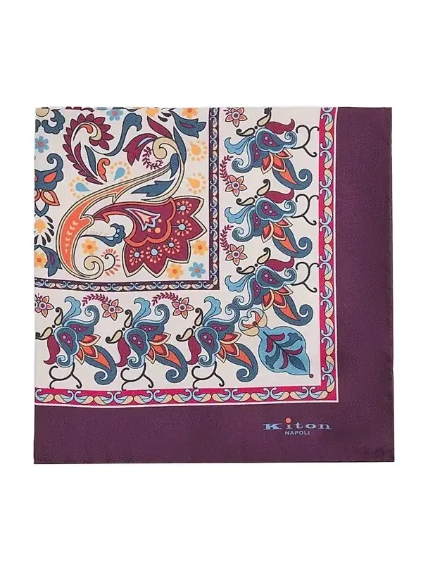 Kiton Men's Men's Silk Multicolor Paisley Pocket Square