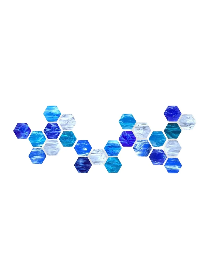 Block Series 25-Piece Water Hexagonal Glass Wall Sculpture Block Series 25-Piece Water Hexagonal Glass Wall Sculpture
