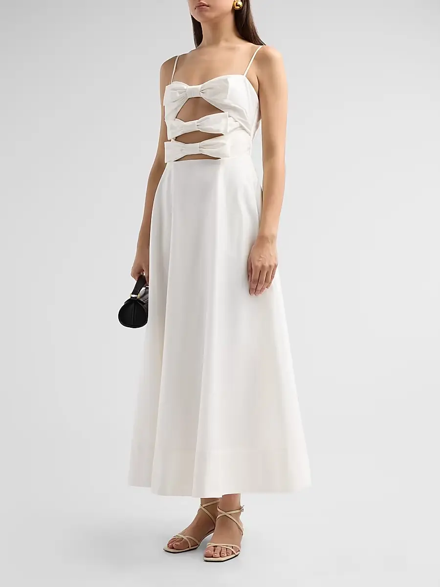 As It May Women's Ariaelle Cotton-Blend Bow Midi-Dress | Thumbnail 4 As It May Women's Ariaelle Cotton-Blend Bow Midi-Dress | Thumbnail 4