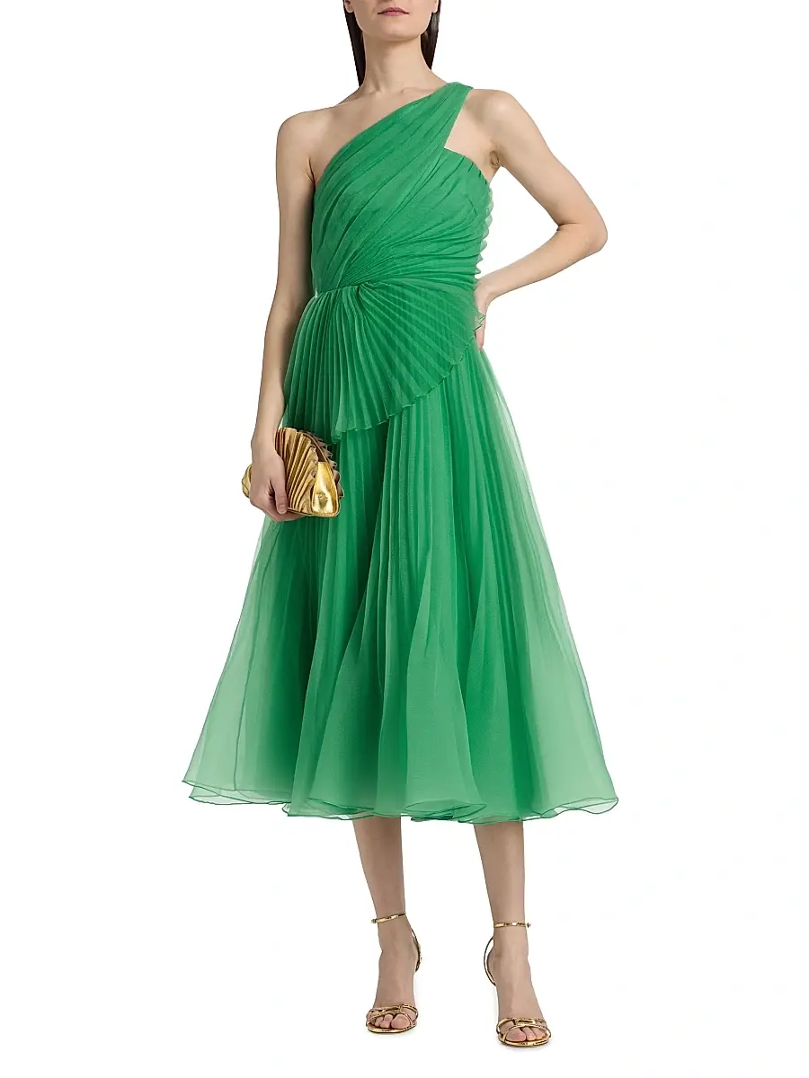 THEIA Women's Cece Pleated Organza One-Shoulder Cocktail Dress | Thumbnail 3 THEIA Women's Cece Pleated Organza One-Shoulder Cocktail Dress | Thumbnail 3