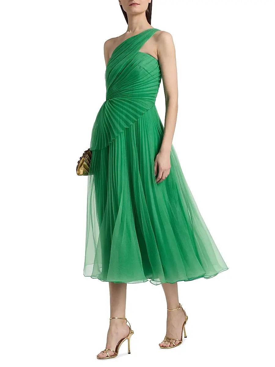 THEIA Women's Cece Pleated Organza One-Shoulder Cocktail Dress | Thumbnail 4 THEIA Women's Cece Pleated Organza One-Shoulder Cocktail Dress | Thumbnail 4
