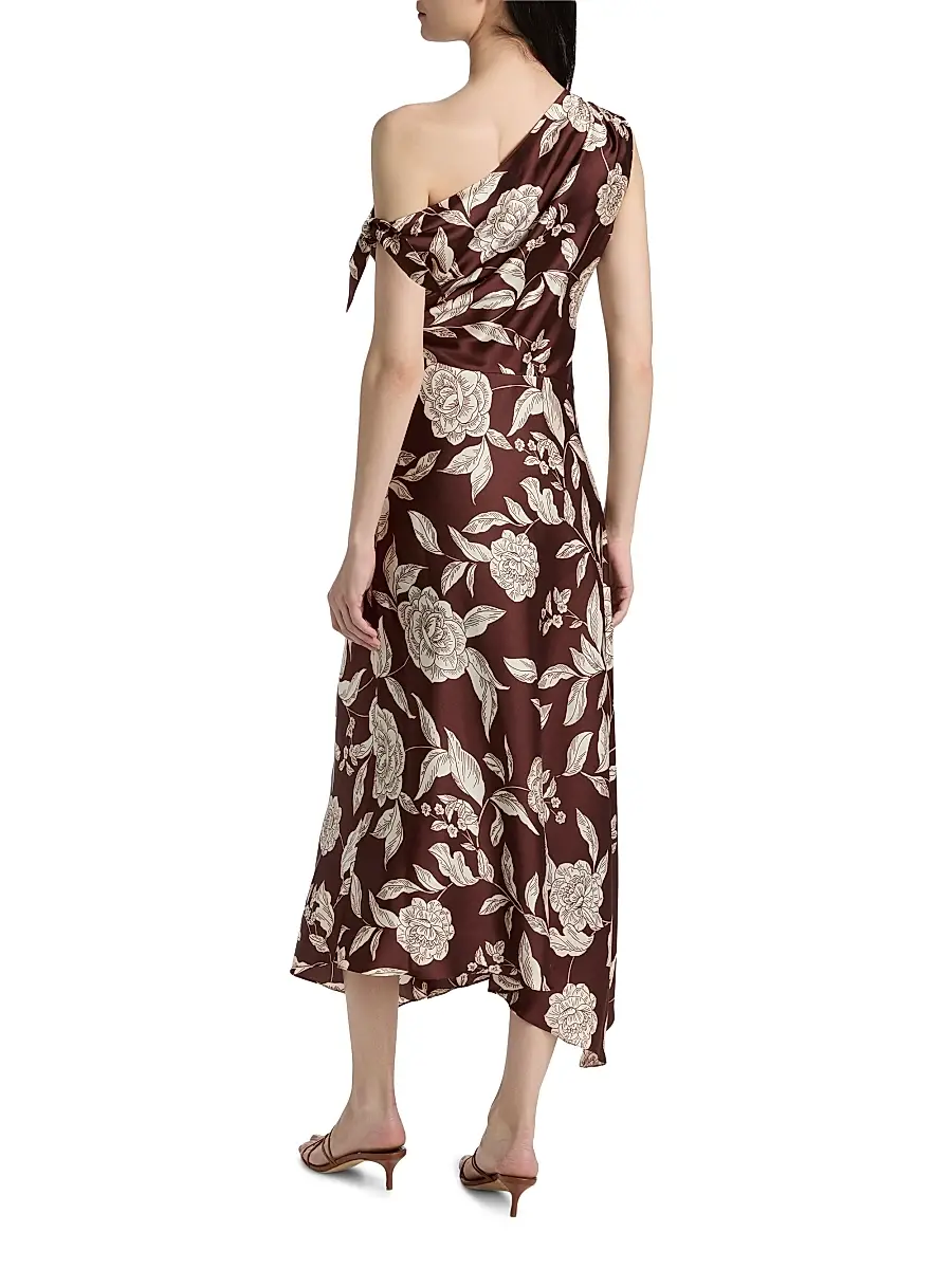 TANYA TAYLOR Women's Loretta Floral Satin One-Shoulder Midi-Dress | Thumbnail 5 TANYA TAYLOR Women's Loretta Floral Satin One-Shoulder Midi-Dress | Thumbnail 5