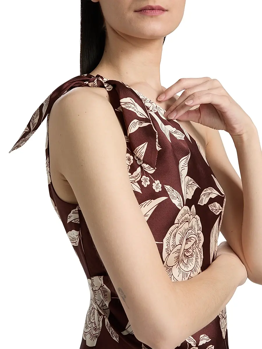 TANYA TAYLOR Women's Brigid Printed Satin One-Shoulder Top | Thumbnail 6 TANYA TAYLOR Women's Brigid Printed Satin One-Shoulder Top | Thumbnail 6